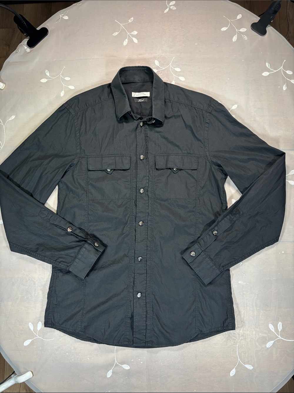 Versace Collection Trend Black Cotton Shirt with Chest Flap Pockets Man Sz 39